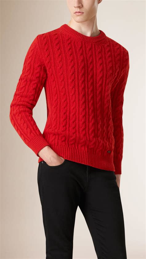 burberry of london knit merino wool mens fine red stripe|Men’s Luxury Knitwear .